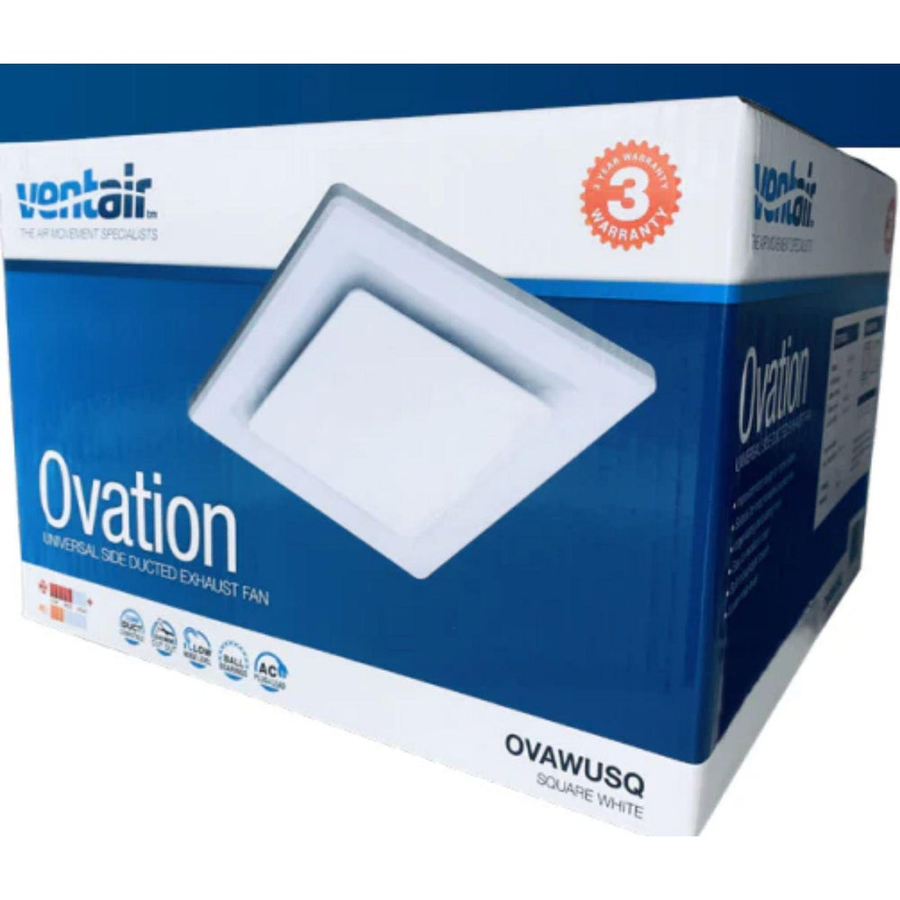 VENTAIR OVATION UNIVERSAL SIDE DUCTED EXHAUST FAN WHITE (AVAILABLE IN 200MM AND 250MM)