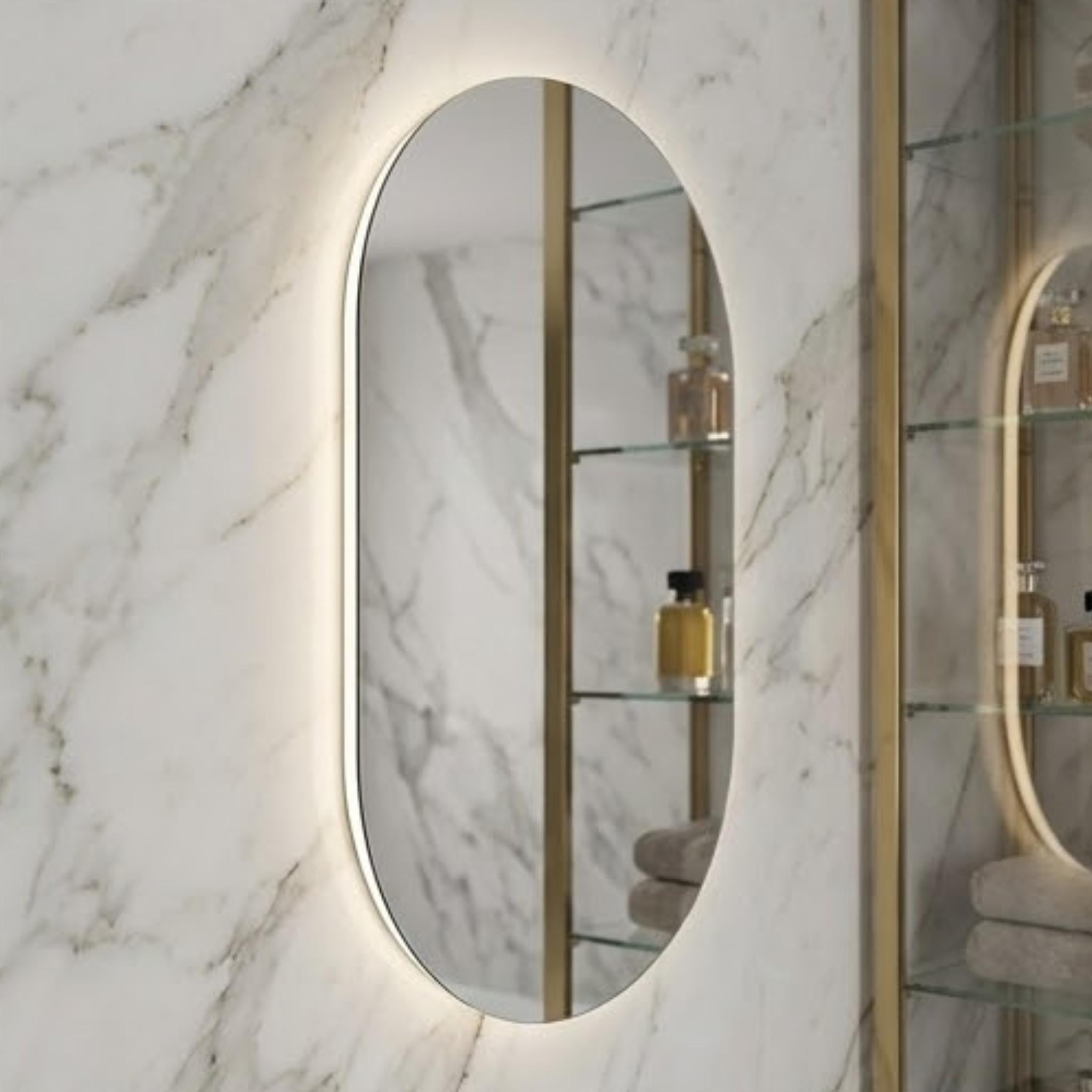 VITO OVIAN OVAL FRAMELESS BACKLIT LED MIRROR 3 COLOUR LIGHTS 450X900MM