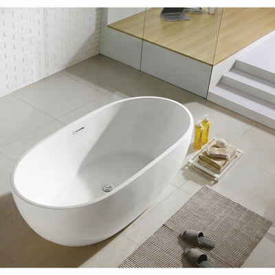 VITO OVY FREESTANDING BATHTUB WITH OVERFLOW GLOSS WHITE (AVAILABLE IN 1400MM, 1500MM, AND 1700MM)