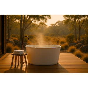 TURNER HASTINGS ONWA TITANCAST SOLID SURFACE FREESTANDING BATHTUB SATIN SILK WHITE 1114MM