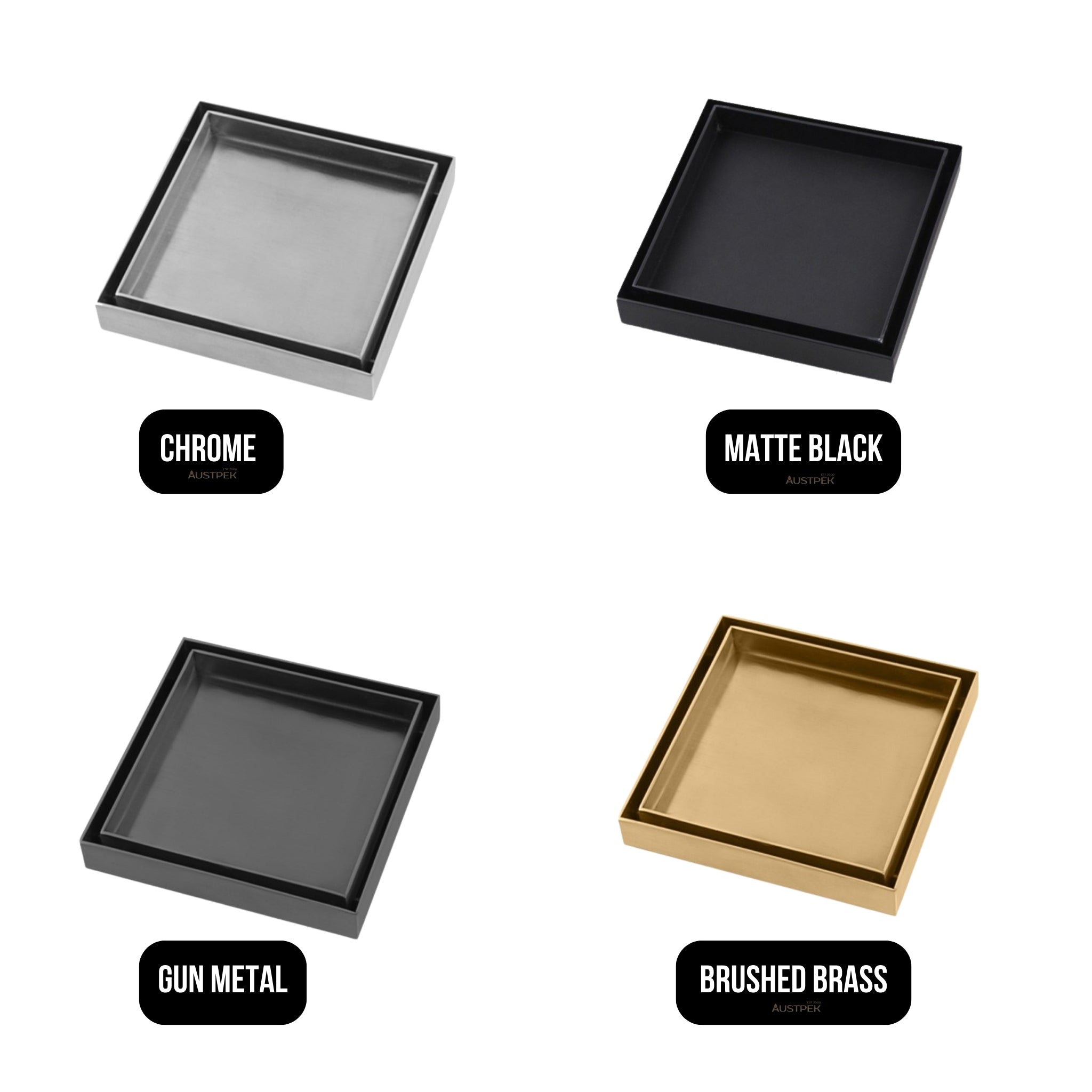 AQUAPERLA TILE INSERT SHOWER GRATE DRAIN MATTE BLACK 120MM
