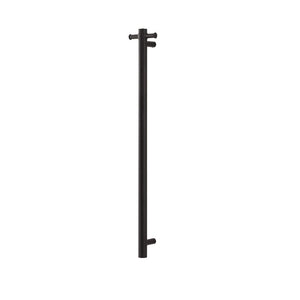AQUAPERLA ROUND VERTICAL HEATED SINGLE BAR TOWEL RACK MATTE BLACK 950MM
