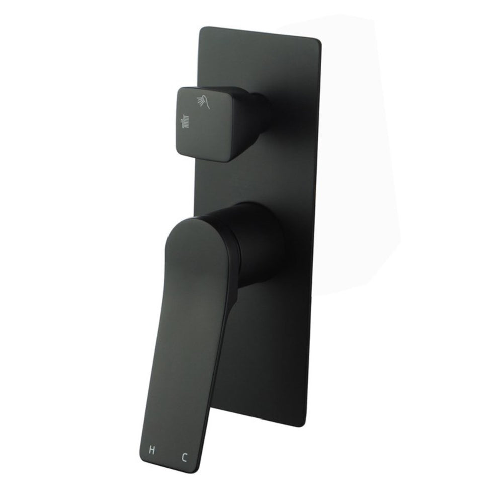 AQUAPERLA  RUSHY WALL MIXER WITH DIVERTER 205MM MATTE BLACK