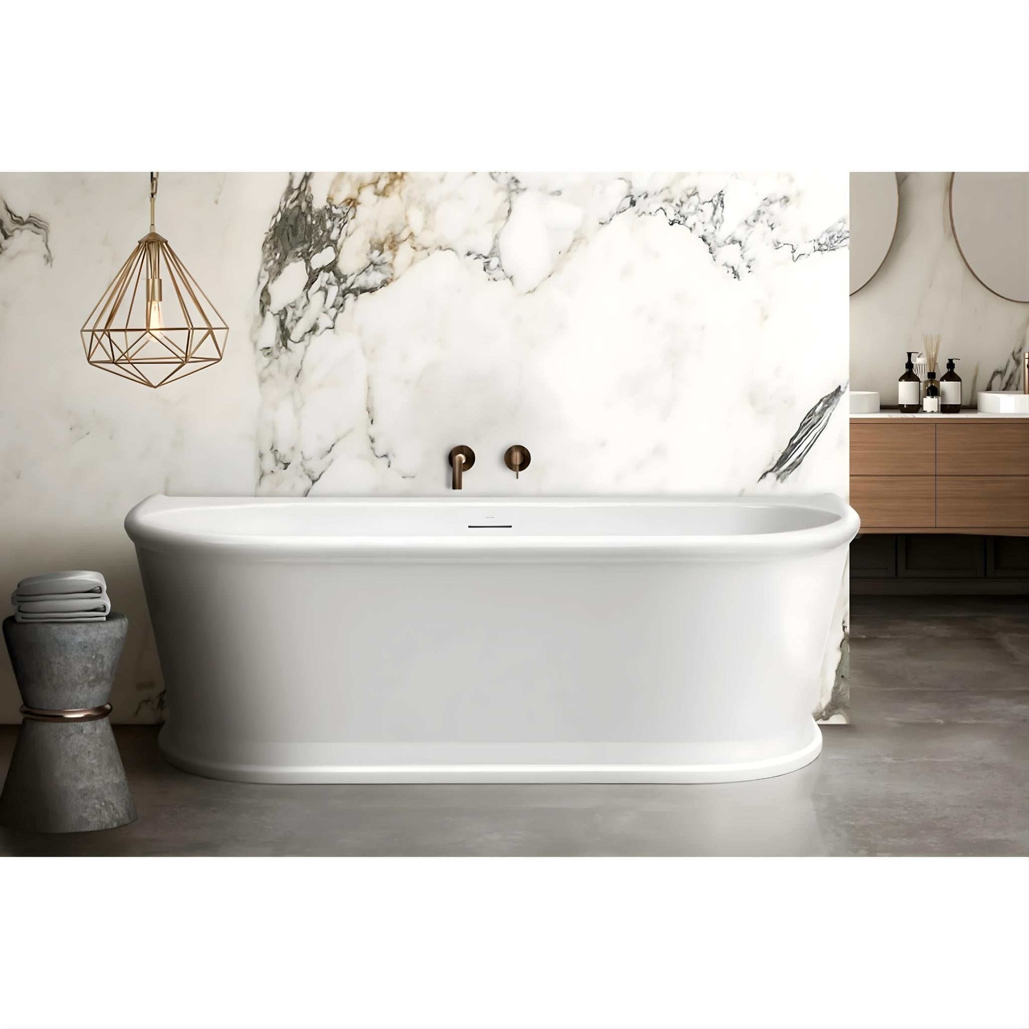 DECINA OXFORD BACK-TO-WALL FREESTANDING BATH GLOSS WHITE 1700MM