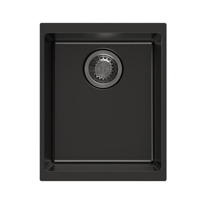 AQUAPERLA SINGLE BOWL KITCHEN SINK BLACK GRANITE 370MM