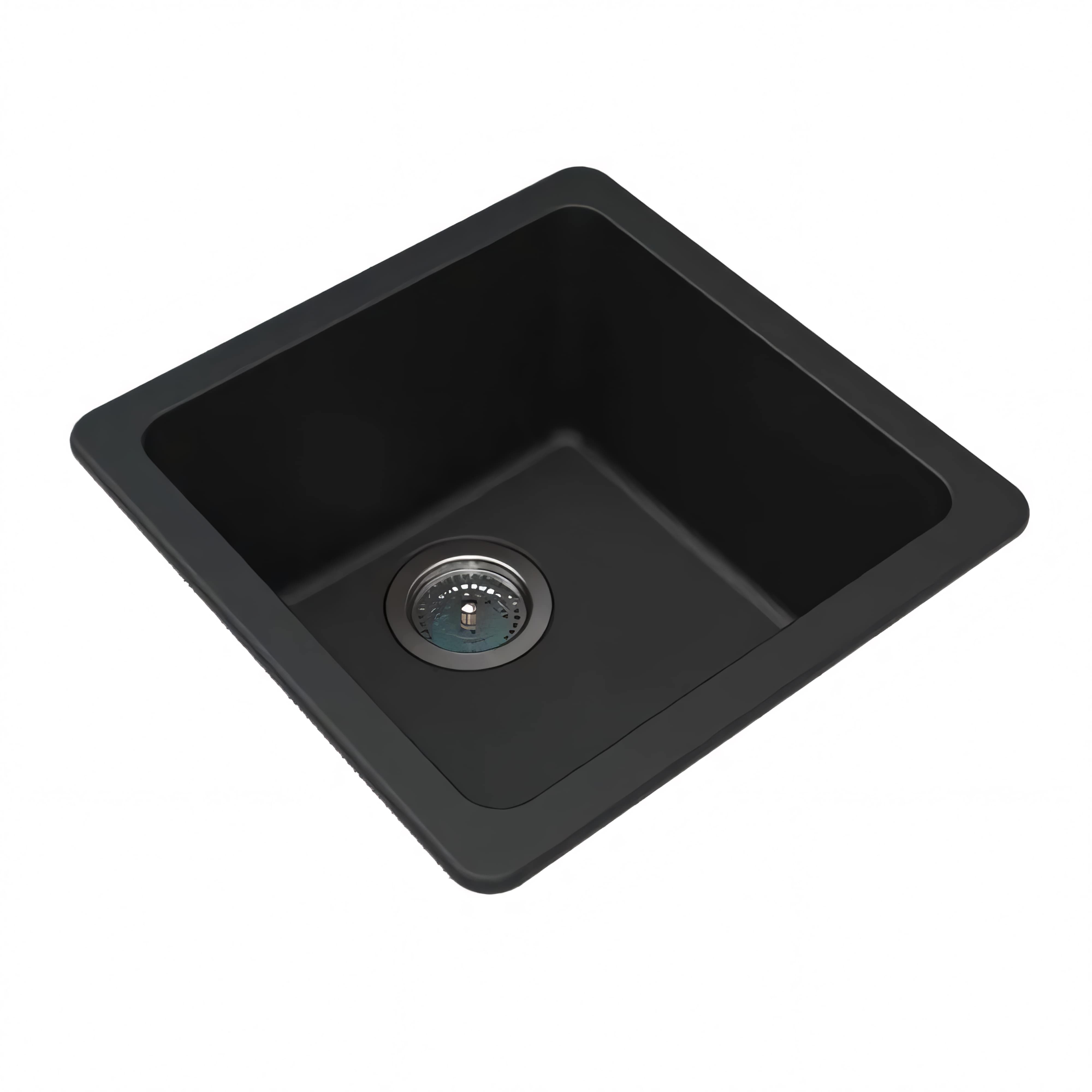 AQUAPERLA QUARTZ STONE SINGLE BOWL KITCHEN SINK BLACK 422MM