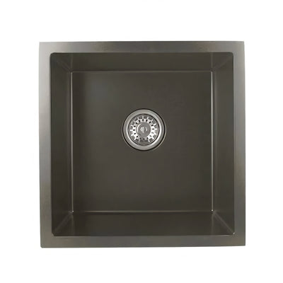 AQUAPERLA T304 HANDMADE SINGLE BOWL KITCHEN SINK DARK GREY 440MM