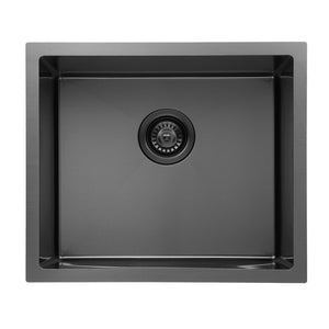 AQUAPERLA STAINLESS STEEL SINGLE BOWL KITCHEN BOWL GUN METAL GREY 510MM