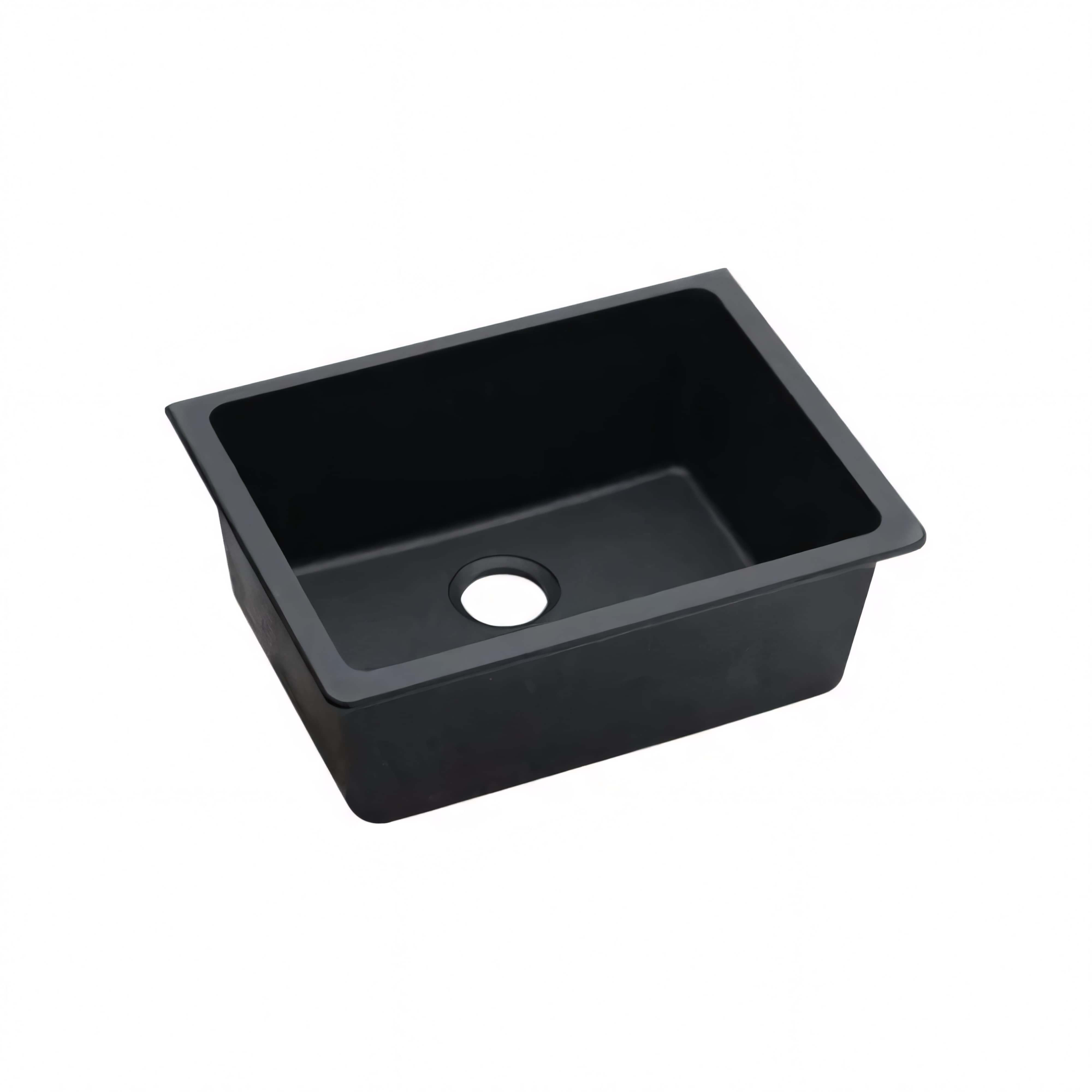 AQUAPERLA QUARTZ STONE SINGLE BOWL SINK KITCHEN BLACK 635MM