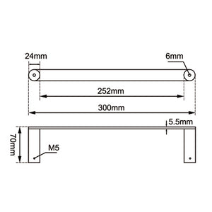 AQUAPERLA RUSHY HAND TOWEL RAIL 300MM BRUSHED BRASS