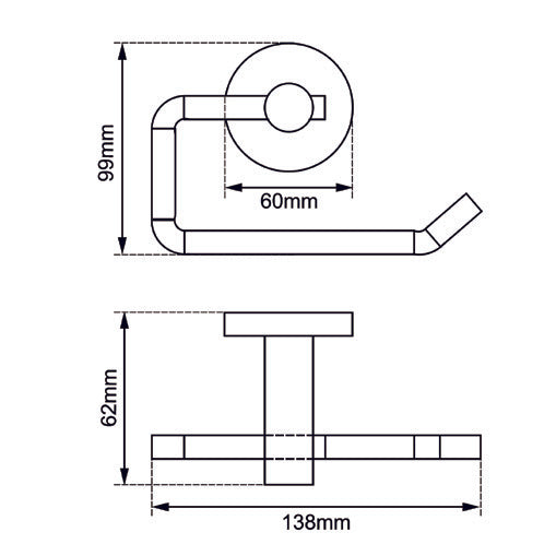 AQUAPERLA LUCID PIN TOILET PAPER HOLDER 138MM BLACK
