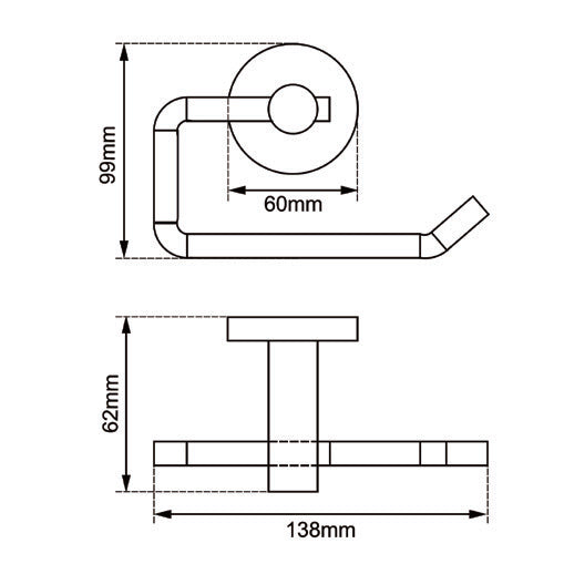AQUAPERLA LUCID PIN TOILET PAPER HOLDER 138MM BRUSHED NICKEL
