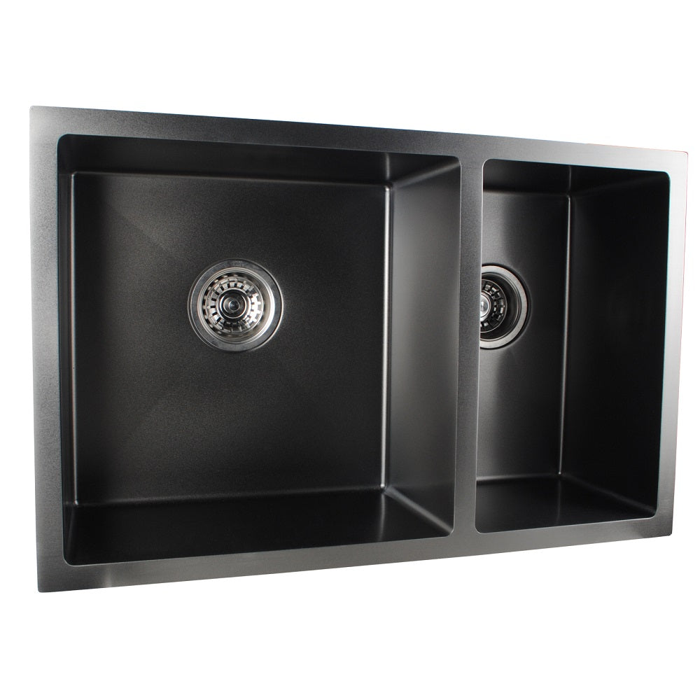 AQUAPERLA T304 HANDMADE DOUBLE BOWL KITCHEN SINK CONCRETE GREY 715MM