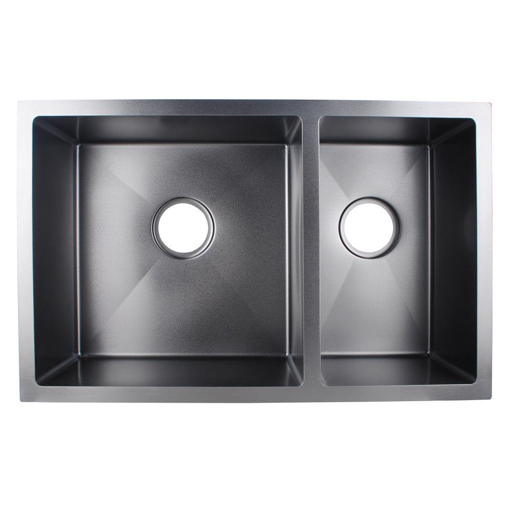 AQUAPERLA T304 HANDMADE DOUBLE BOWL KITCHEN SINK CONCRETE GREY 715MM