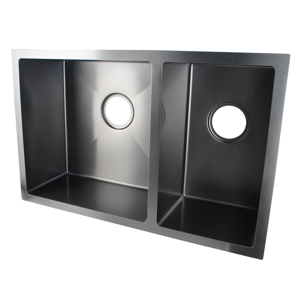 AQUAPERLA T304 HANDMADE DOUBLE BOWL KITCHEN SINK CONCRETE GREY 715MM