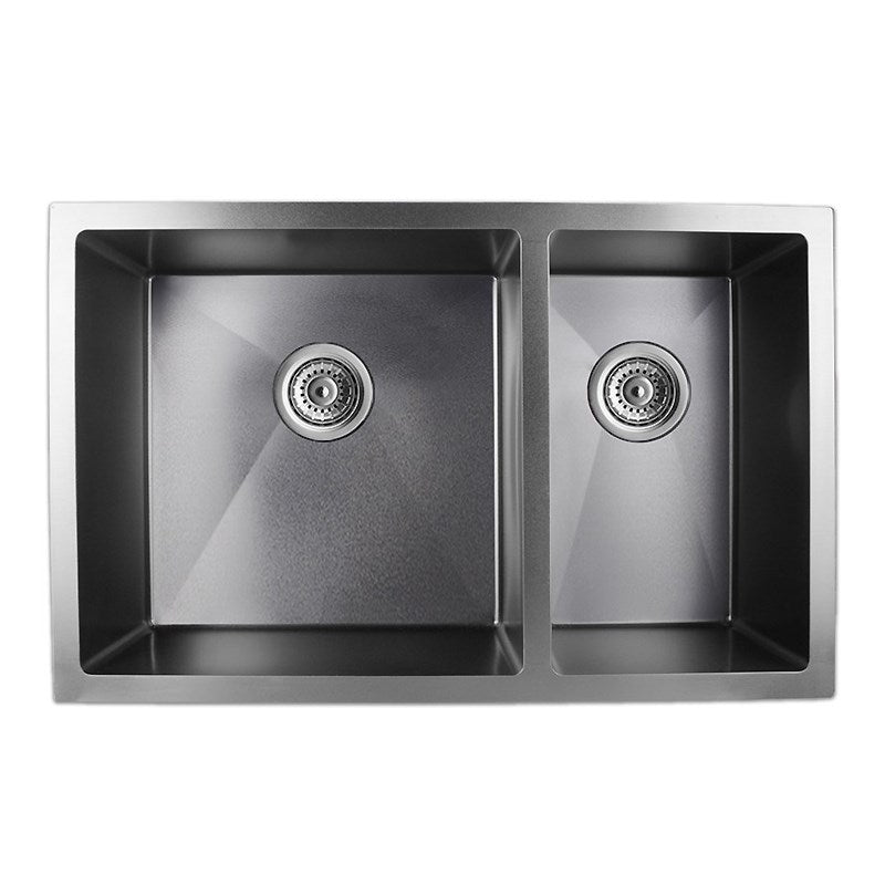 AQUAPERLA T304 HANDMADE DOUBLE BOWL KITCHEN SINK CONCRETE GREY 715MM