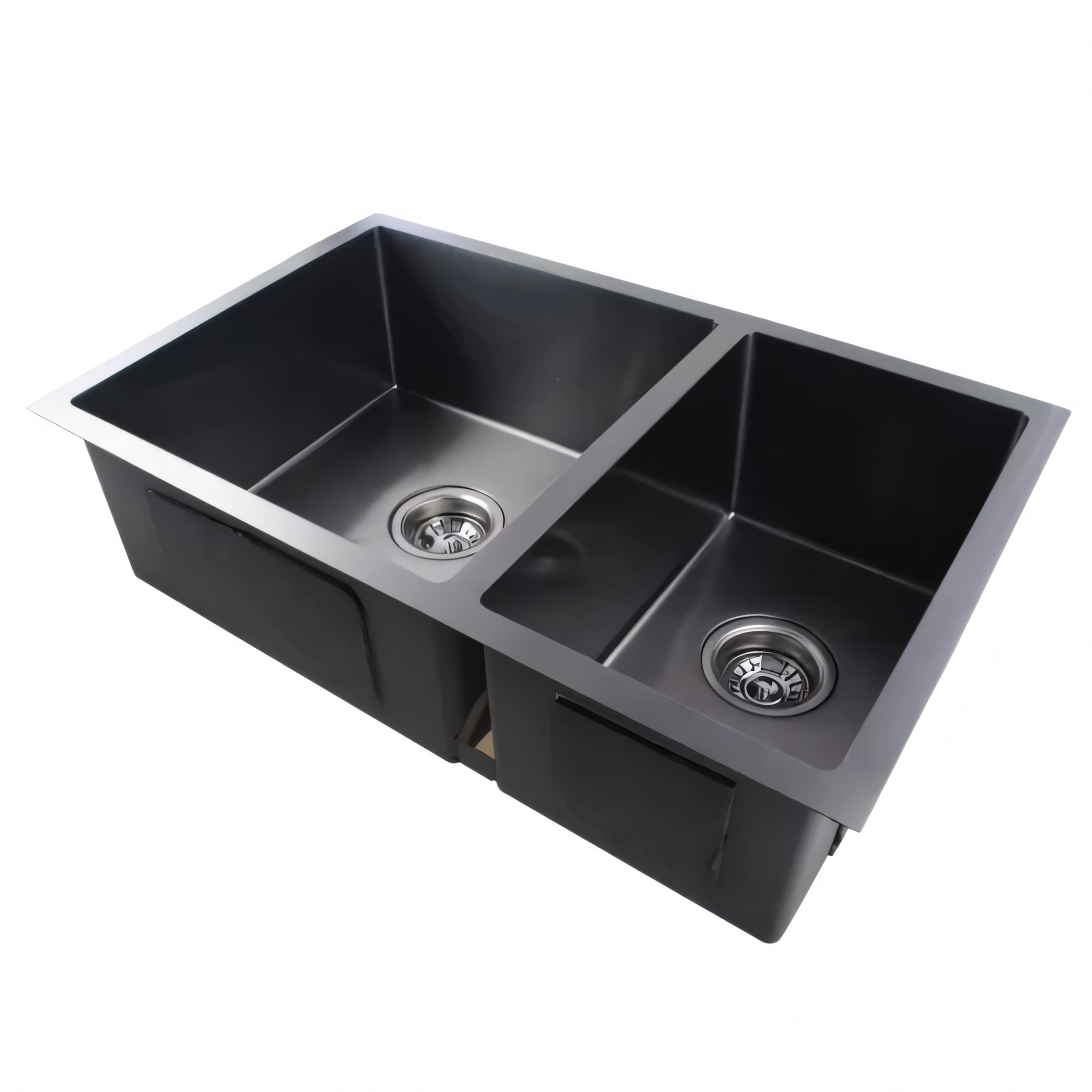 AQUAPERLA T304 HANDMADE DOUBLE BOWL KITCHEN SINK CONCRETE GREY 715MM