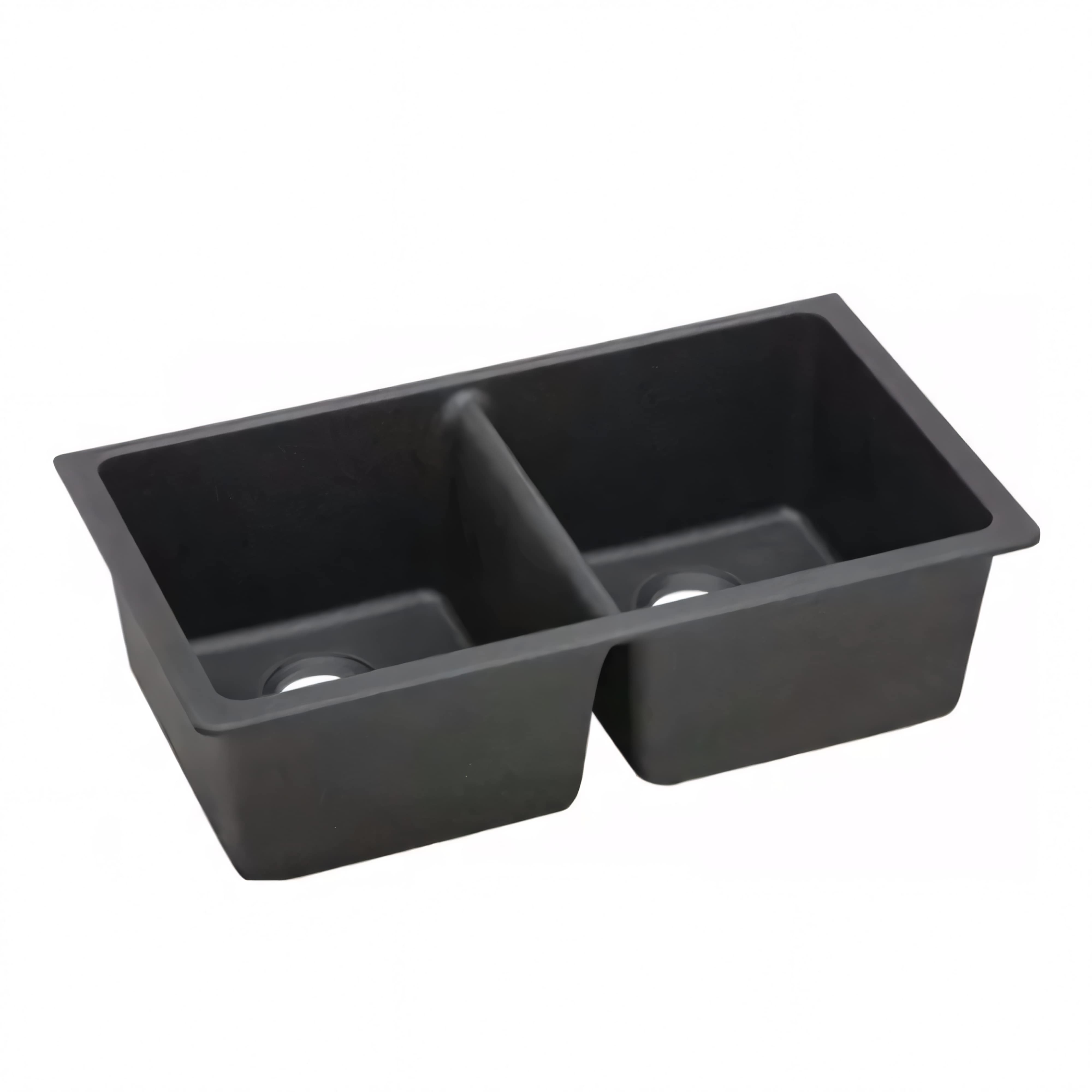 AQUAPERLA T304 DOUBLE BOWL GRANITE STONE KITCHEN SINK MATTE BLACK 838MM