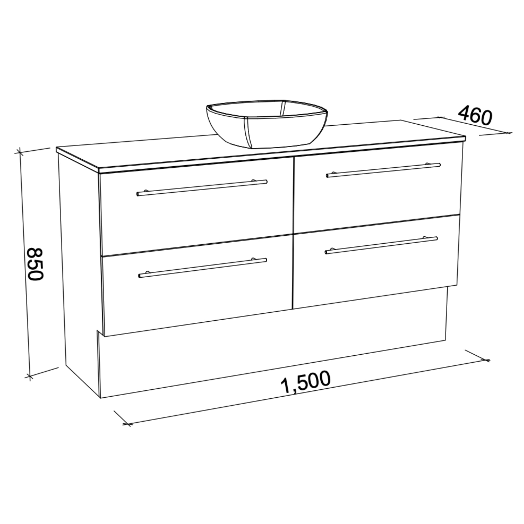 TIMBERLINE OXBOW CUSTOM FLOOR STANDING VANITY (ALL SIZING)