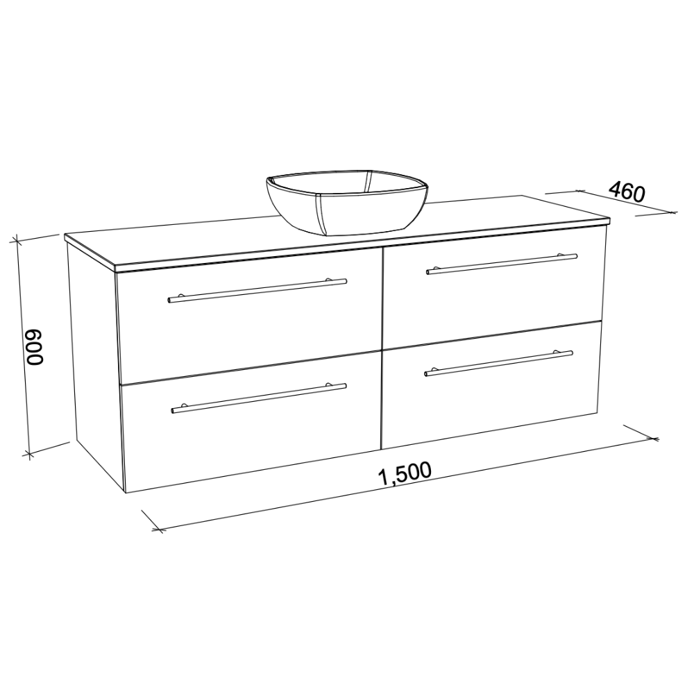 TIMBERLINE OXBOW CUSTOM WALL HUNG VANITY (ALL SIZING)
