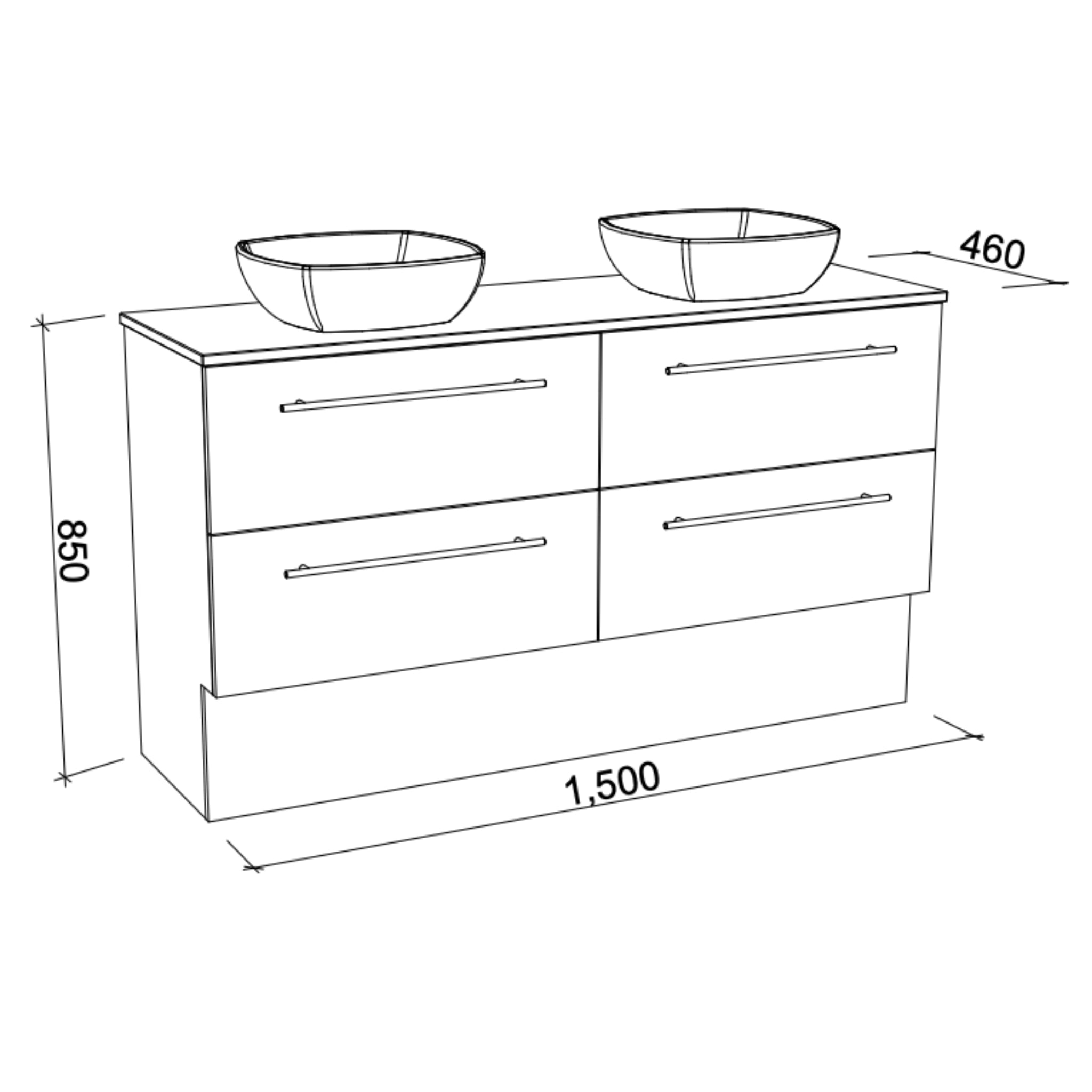 TIMBERLINE OXBOW CUSTOM FLOOR STANDING VANITY (ALL SIZING)