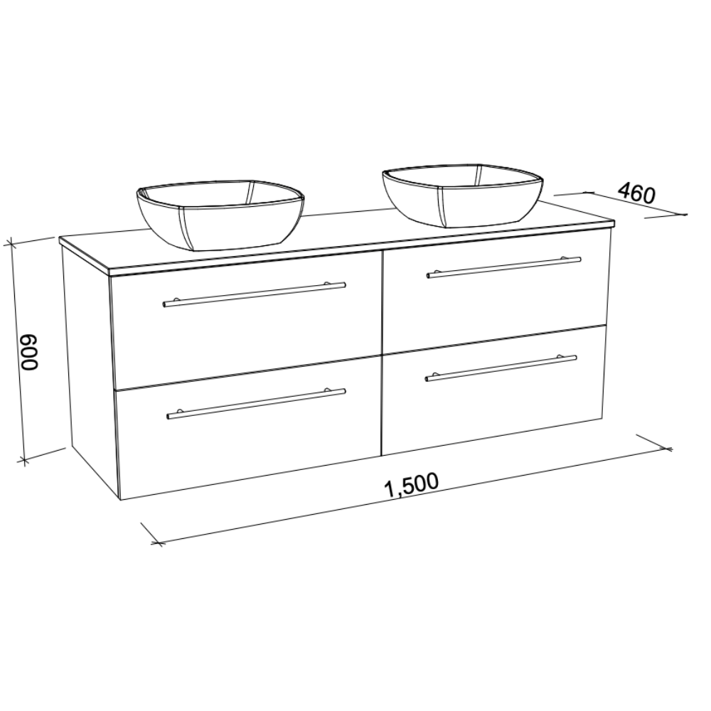 TIMBERLINE OXBOW CUSTOM WALL HUNG VANITY (ALL SIZING)