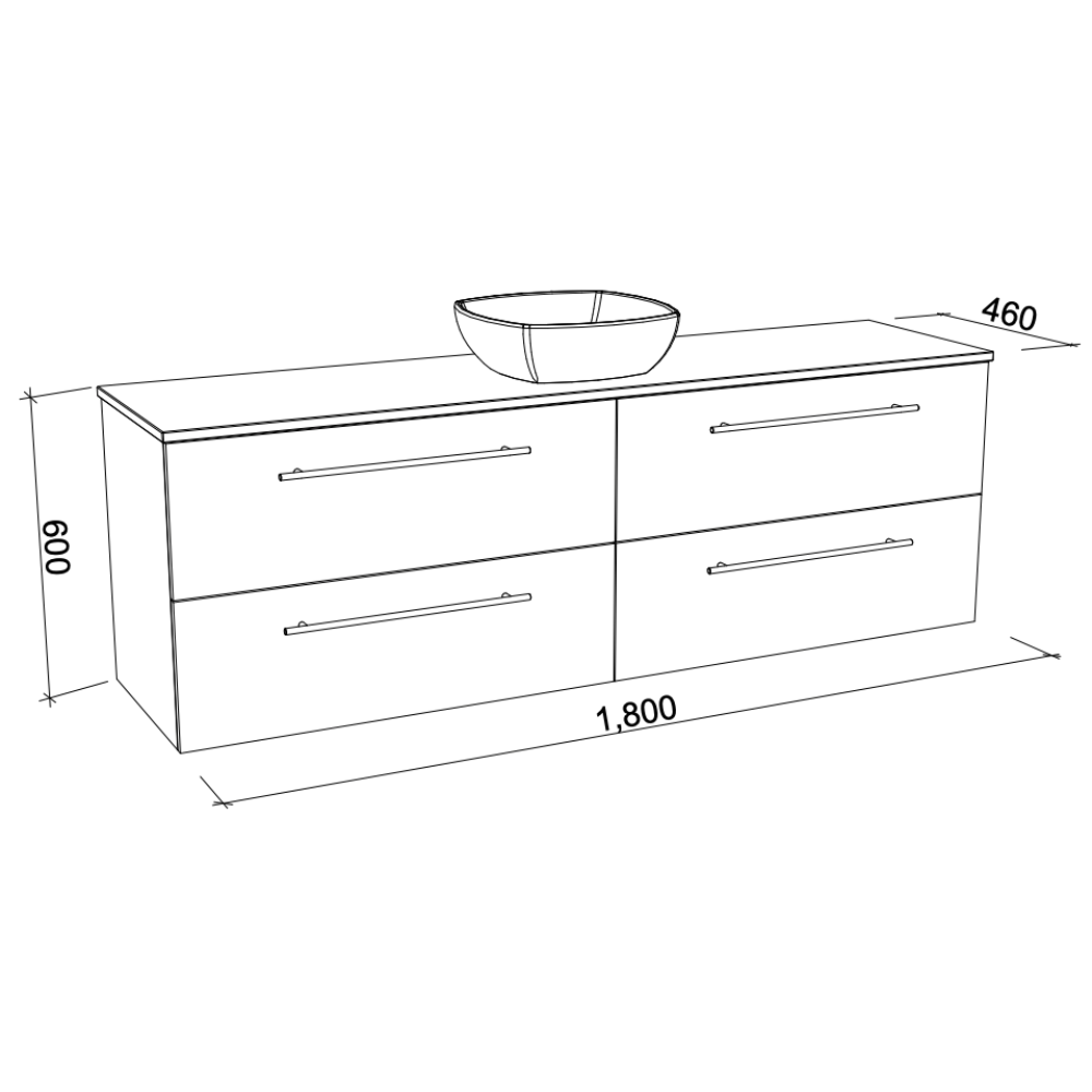 TIMBERLINE OXBOW CUSTOM WALL HUNG VANITY (ALL SIZING)