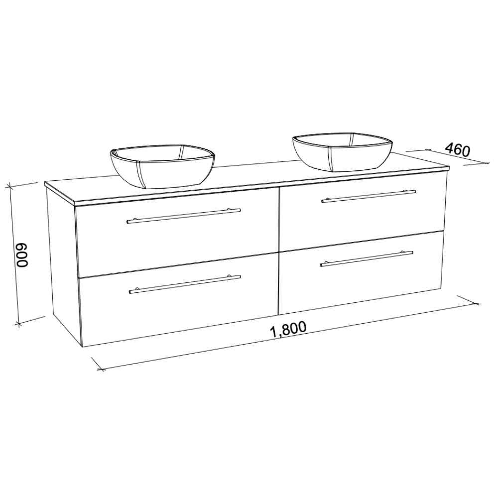 TIMBERLINE OXBOW CUSTOM WALL HUNG VANITY (ALL SIZING)