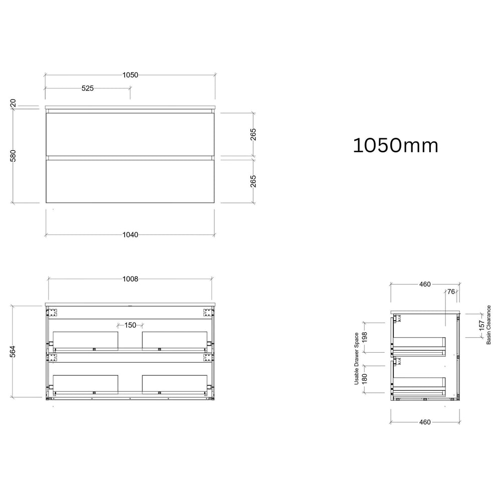 TIMBERLINE OXBOW CUSTOM WALL HUNG VANITY (ALL SIZING)