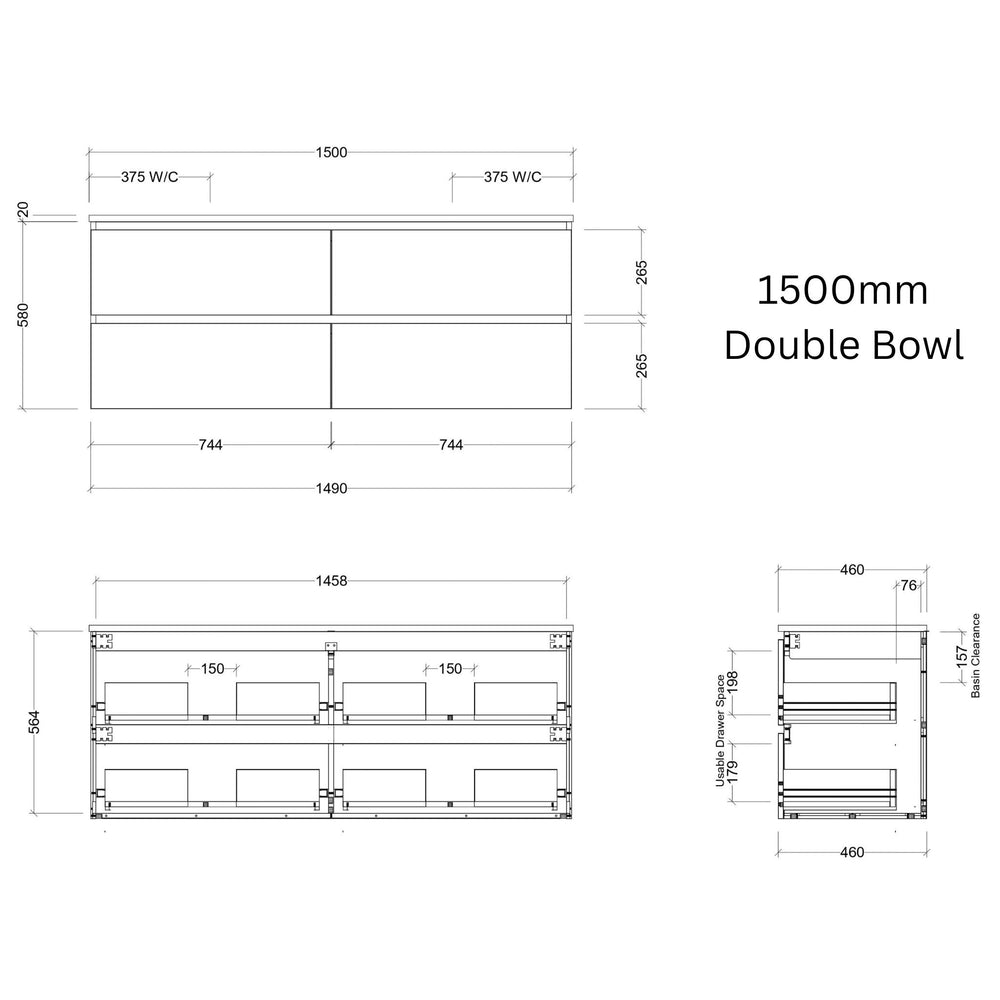 TIMBERLINE OXBOW CUSTOM WALL HUNG VANITY (ALL SIZING)