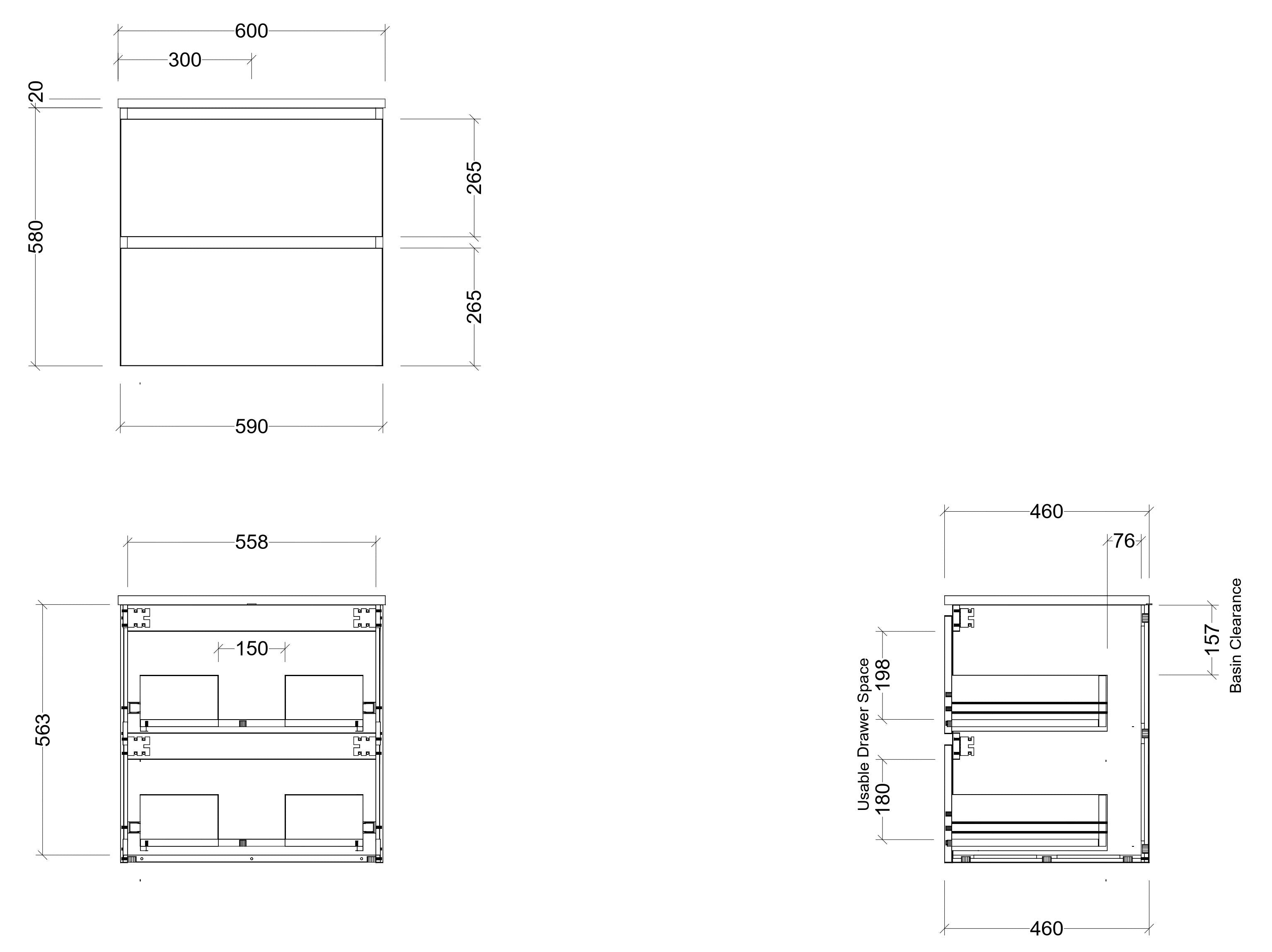 TIMBERLINE OXBOW CUSTOM WALL HUNG VANITY (ALL SIZING)