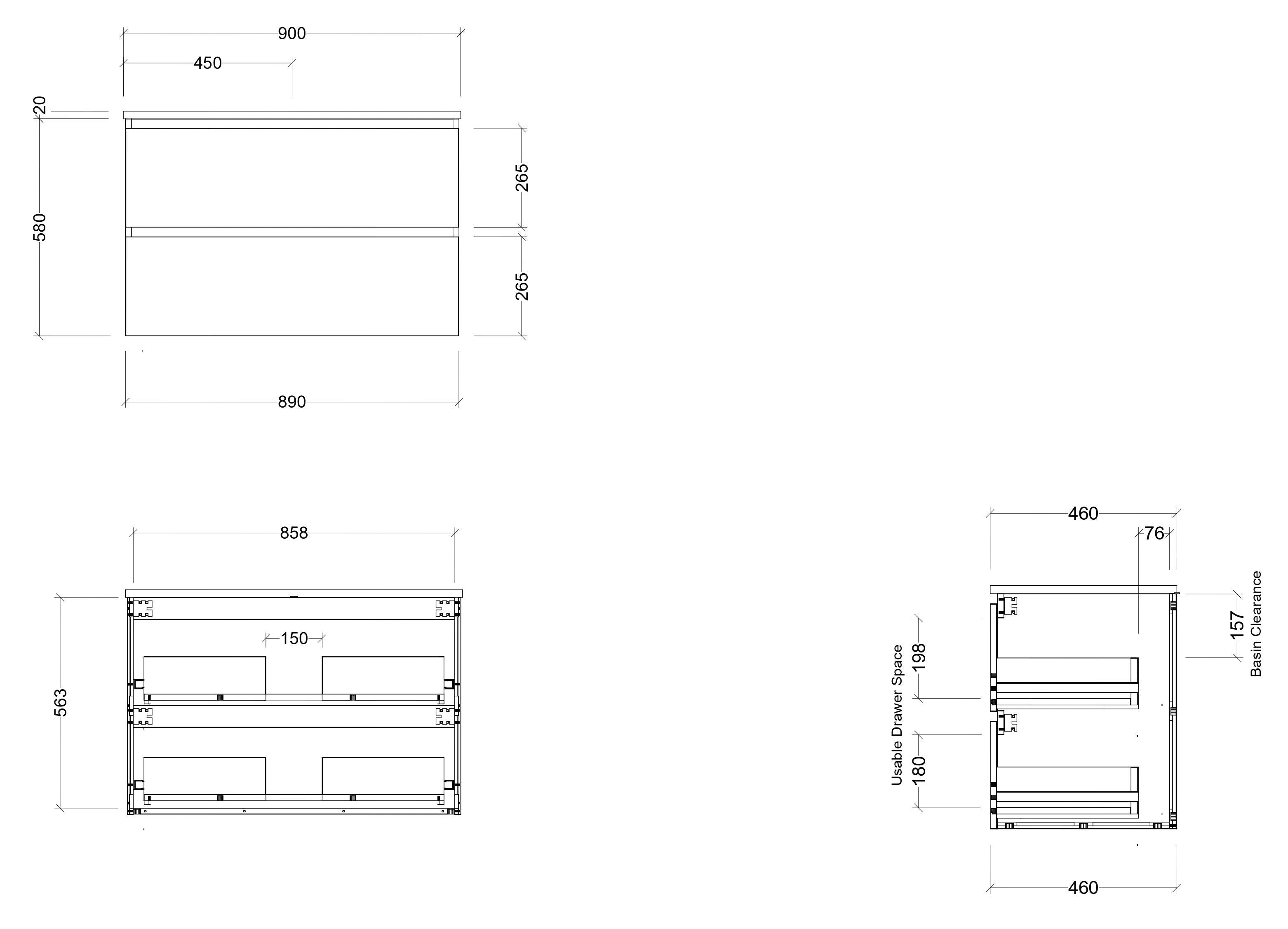 TIMBERLINE OXBOW CUSTOM WALL HUNG VANITY (ALL SIZING)