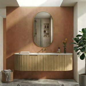 ORIO ARGYLE LIGHT WALNUT 1500MM SINGLE BOWL WALL HUNG VANITY