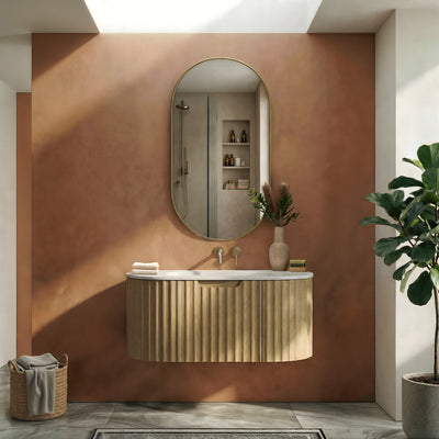 ORIO ARGYLE LIGHT WALNUT 900MM SINGLE BOWL WALL HUNG VANITY