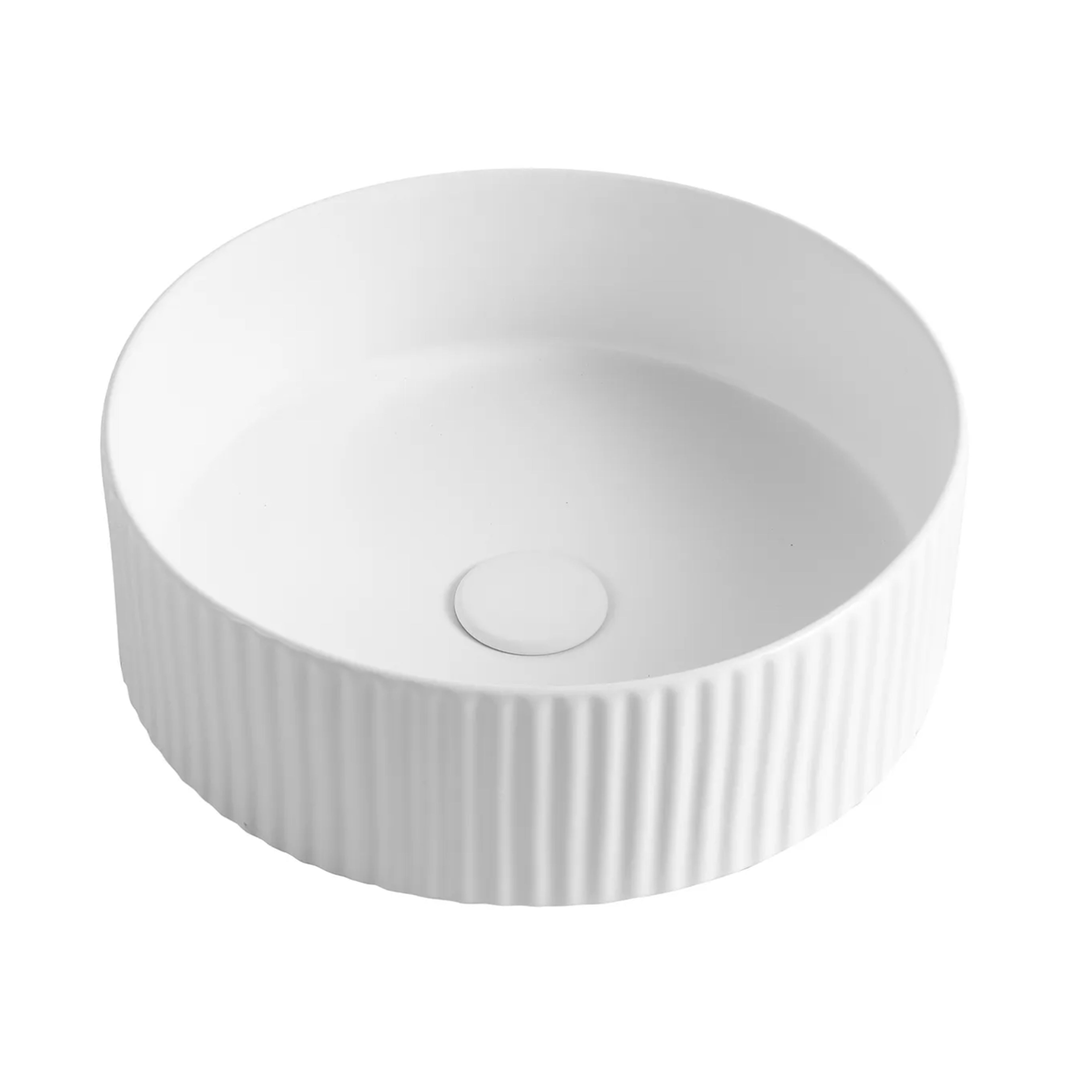 ORIO FLINT FLUTED ABOVE COUNTER BASIN MATTE WHITE 360MM