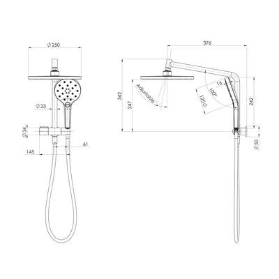 PHOENIX ORMOND COMPACT TWIN SHOWER MATTE BLACK
