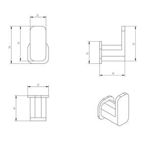 OSKAR ROBE HOOK 59MM CHROME