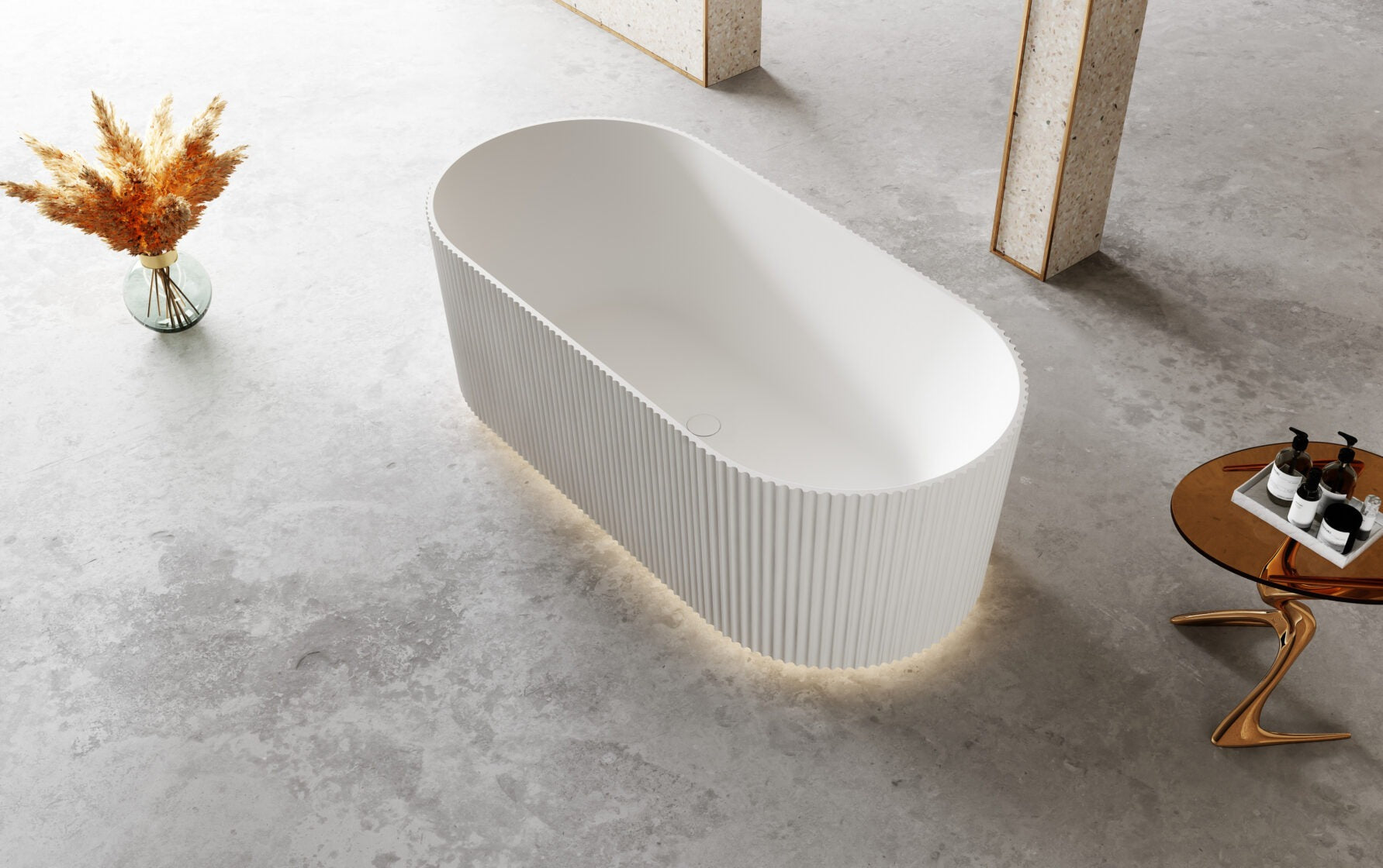RIVA OSLO V-GROOVE FREESTANDING BATHTUB GLOSS WHITE (AVAILABLE IN 1500MM AND 1700MM)