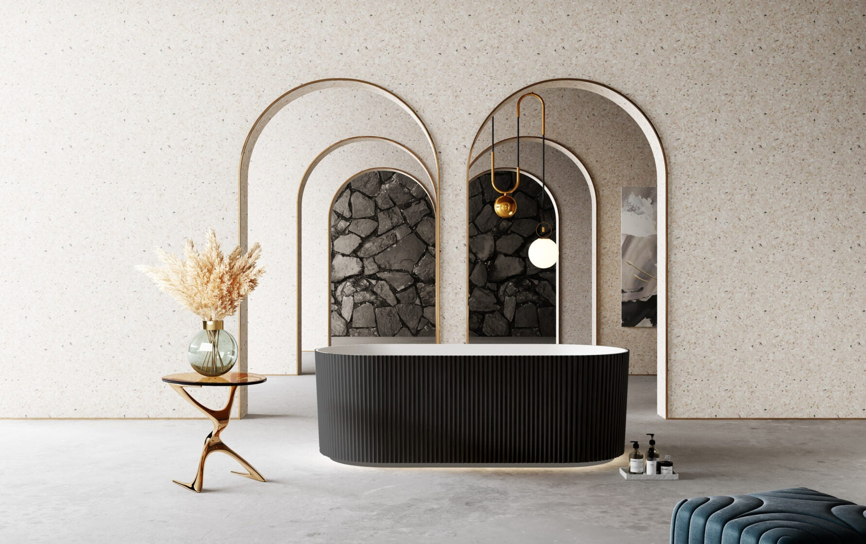 RIVA OSLO V-GROOVE FREESTANDING BATHTUB MATTE WHITE AND BLACK (AVAILABLE IN 1500MM AND 1700MM)