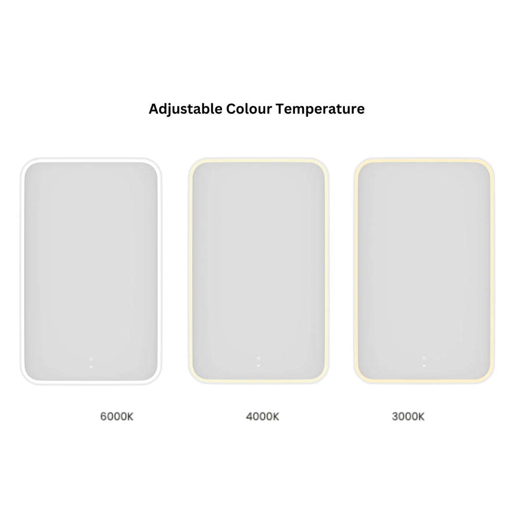 OTTI NEWPORT METAL FRAMED LED MIRROR MATTE WHITE 3 COLOUR LIGHTS 750X1200MM