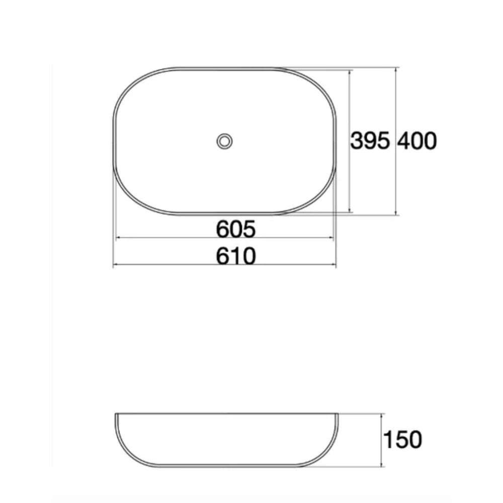 CLAYA OVAL ABOVE COUNTER BASIN GLOSS WHITE 610MM