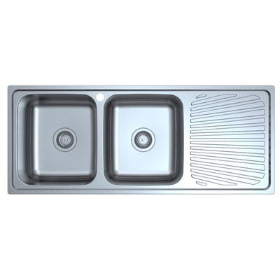 IKON OTUS DOUBLE BOWL SINGLE DRAINER LHB SINK STAINLESS STEEL 1180MM