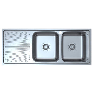 IKON OTUS DOUBLE BOWL SINGLE DRAINER RHB SINK STAINLESS STEEL 1180MM