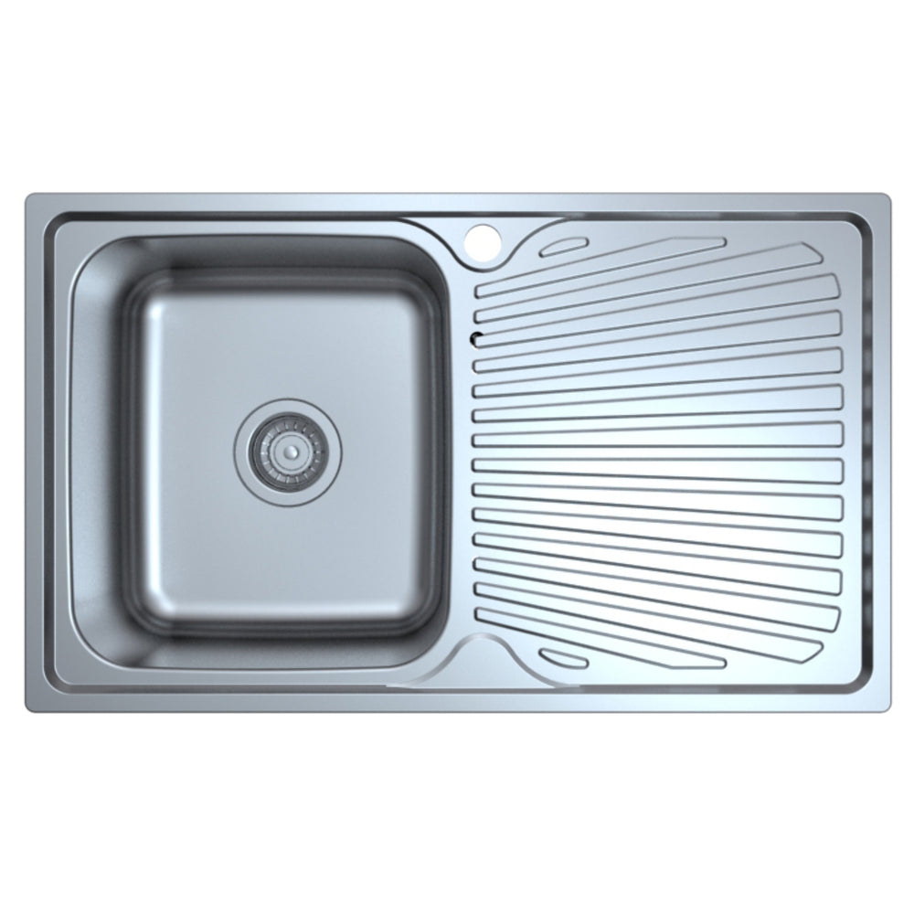 IKON OTUS SINGLE BOWL SINGLE DRAINER LHB SINK STAINLESS STEEL 800MM