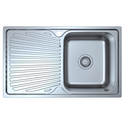 IKON OTUS SINGLE BOWL SINGLE DRAINER RHB SINK STAINLESS STEEL 800MM