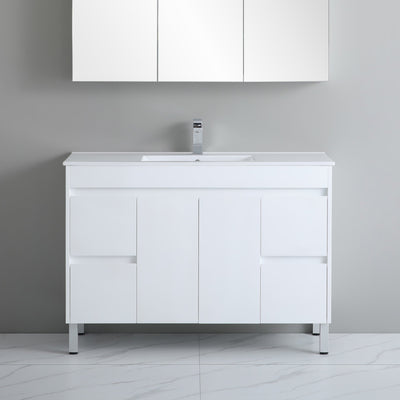POSEIDON POLAR GLOSS WHITE 1200MM SINGLE BOWL FLOOR STANDING VANITY