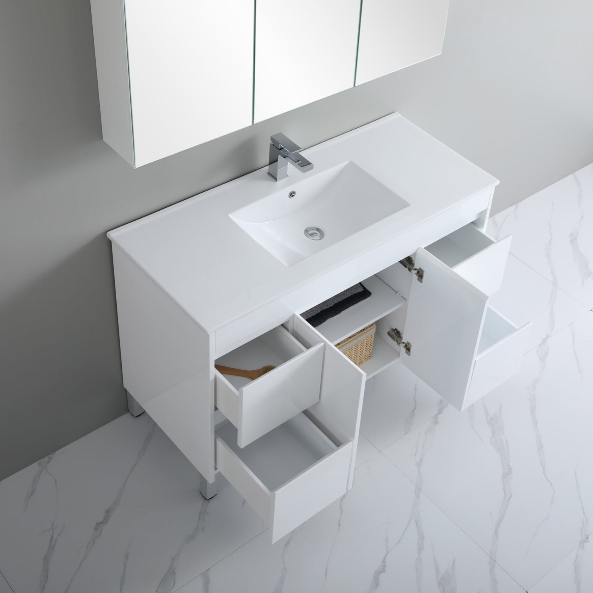 POSEIDON WHITE 1200MM SINGLE BOWL FLOOR STANDING VANITY