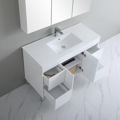 POSEIDON POLAR GLOSS WHITE 1200MM SINGLE BOWL FLOOR STANDING VANITY