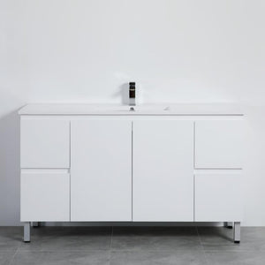 POSEIDON POLAR GLOSS WHITE 1500MM SINGLE BOWL FLOOR STANDING VANITY