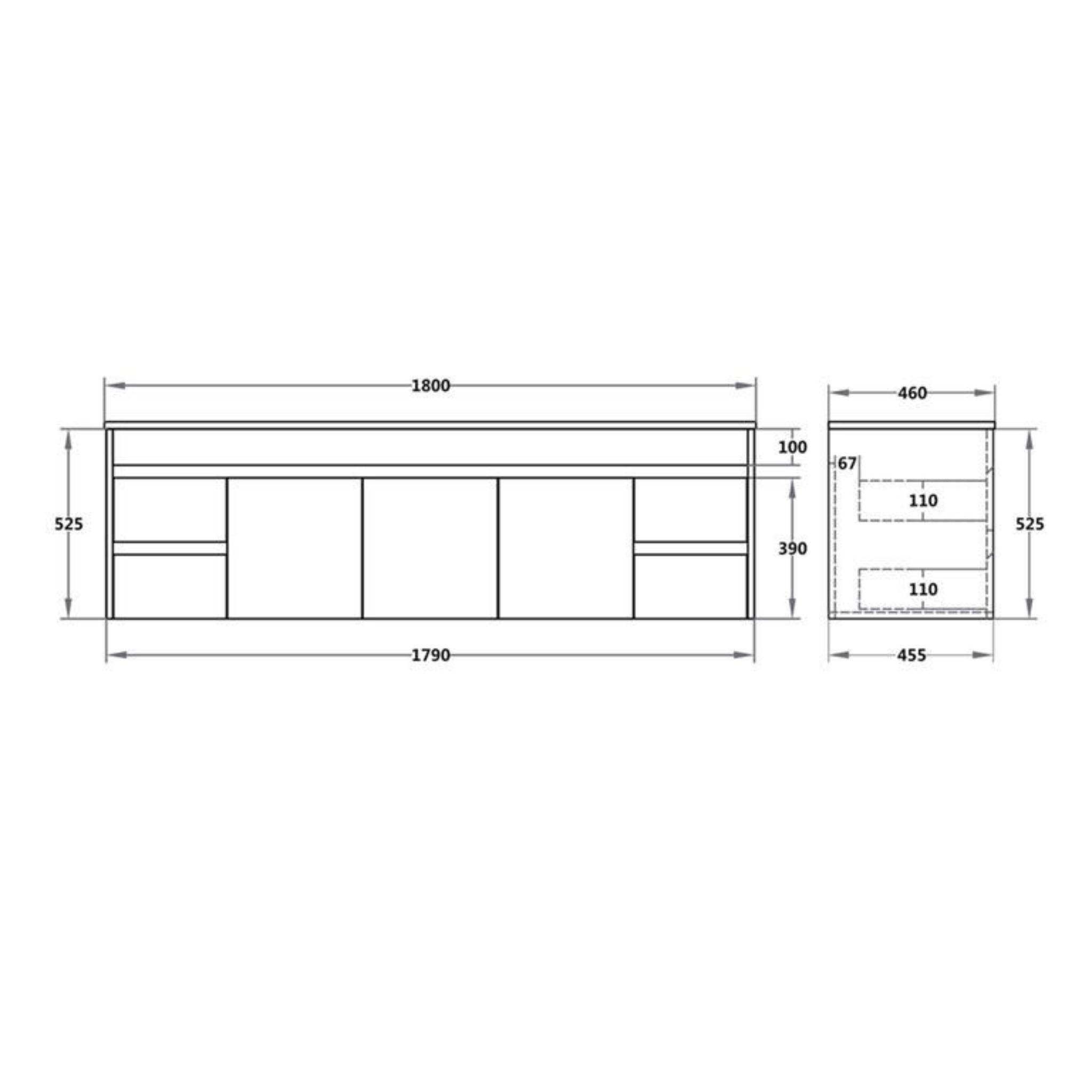 POSEIDON POLAR GLOSS WHITE 1800MM DOUBLE BOWL WALL HUNG VANITY